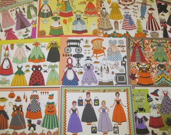 Printable HALLOWEEN Paper Dolls--Digital Download Version of "Let's Play Paper Doll Dress-Up" by Alina Kolluri--One 10-Page PDF File 300 dpi