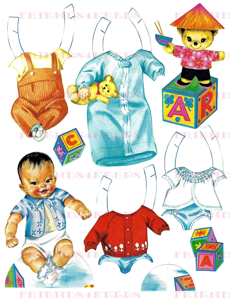 Vintage ASIAN BABY Paper Doll CutOuts Digital DownloadIdeal Etsy