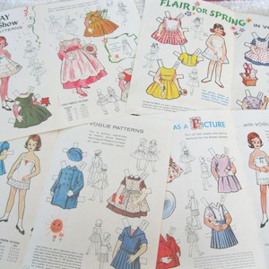 Folhas de bonecas de papel vintage para impressão de MENINAS BONITAS do início dos anos 1960 - Download digital instantâneo - 4 arquivos jpeg 600 dpi - ADORÁVEL moda delicada!