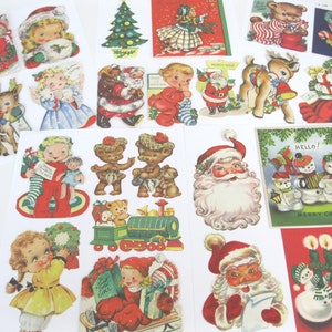 INSTANT DOWNLOAD 23 Vintage Christmas Card Images--5 jpg files 600 dpi--Santas, Deer, Snowmen, Girls, Teddy Bears, Kitten, Angel, Baby etc