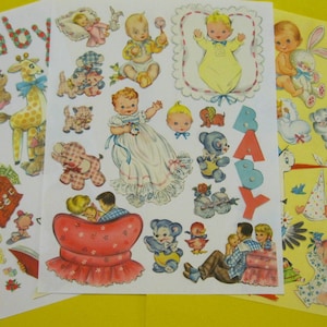 INSTANT DOWNLOAD--3 Collage Sheets--35+ Clip Art Images of Babies, Baby Animals, Toys, Furnishings--3 jpgs 600 dpi--Print 8 1/2" x 11"