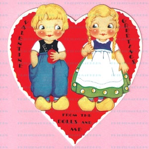 DESCARGA INSTANTÁNEA Dutch Boy &girl folk costumes of Holland Netherlands Vintage Imprimible Valentine Paper Dolls 5 jpg 600 dpi--ca 1930s-40s