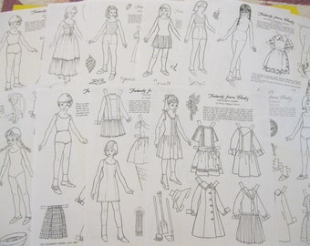 SOFORTIGER DOWNLOAD ""Friends from Books"" 11-Seiten PDF Printable Vintage Magazin Papier Puppen zum Ausmalen & Schneiden--ca 1960er Jahre--Druck auf 8,5" x 11" Papier