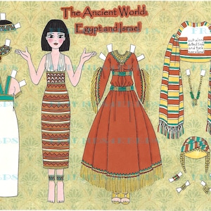 Imprimible THE ANCIENT WORLD: Egypt and Israel Paper Doll por Alina Kolluri--Instant Digital Download 1 jpg 600 dpi--Print on 8.5&quot; x 11&quot; Paper