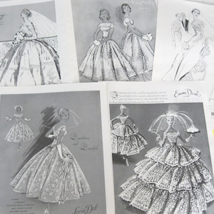 INSTANT DOWNLOAD--5 jpg Printable Sheets 600 dpi--Beautiful Vintage Wedding Gown Ads from 1957 BRIDE&#39;S Magazine--Retro Princess Bridal Gowns