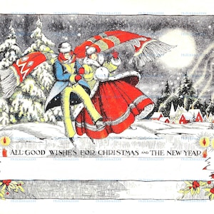 5 枚のアールデコ 1920 年代のクリスマス ポストカード 即時デジタルダウンロード 印刷可能なヴィンテージ画像 5 枚の jpg ファイル 600 dpi