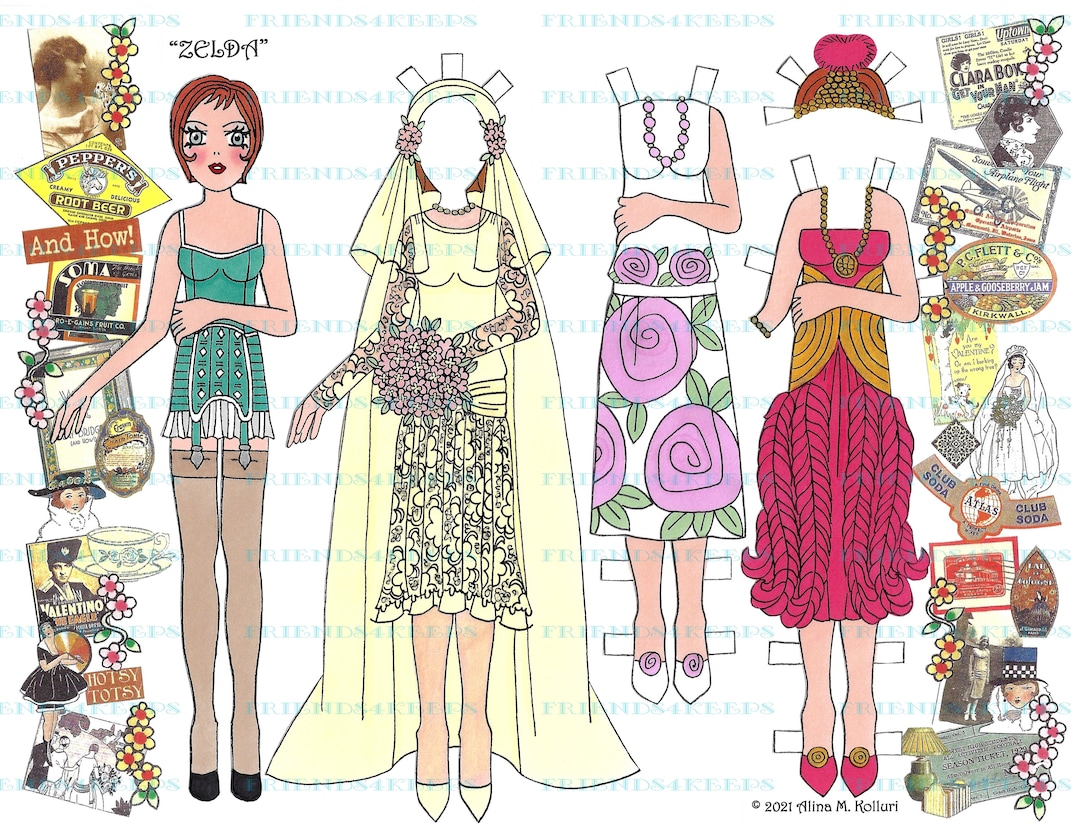 Printable DECO DOLLIES BRIDE zelda of the 1920s Etsy