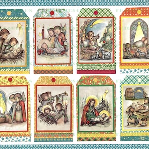 16 BAMBINO stampabile GESÙ / NATIVITÀ Scrapbooking di Natale digitale / Tag regalo, immagini religiose e carte di diario--2 jpg 600 dpi