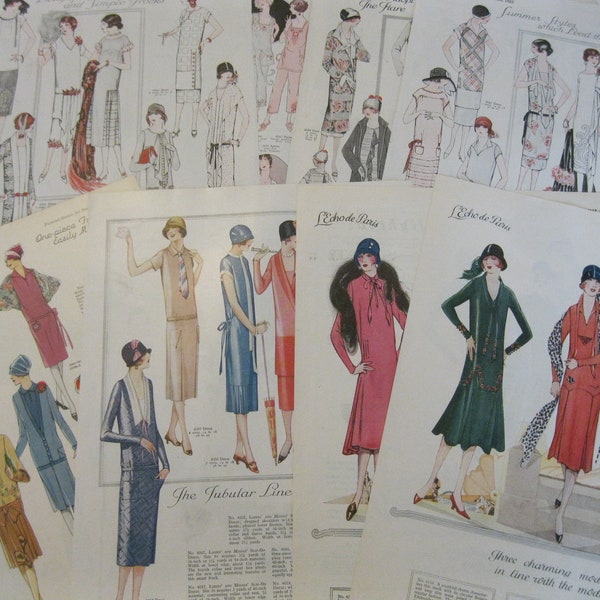 22-Page INSTANT DOWNLOAD Printable Vintage Art Deco Fashions from 1920s Pictorial Review Magazines--3 PDF Files, Each 7 or 8 Pages, 300 dpi