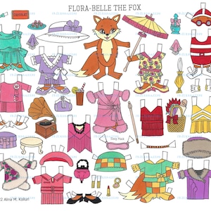 3-Page imprimable WOODLAND FRIENDS Flora-Belle la poupée de papier numérique Fox par Alina Kolluri 3 jpg 600dpi Téléchargement instantané--Imprimer 8,5 "x 11"