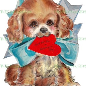 DESCARGA INSTANTÁNEA "Puppy Love #2" Vintage Imprimible Día de San Valentín / Cariño / Tarjeta de felicitación infantil Frente 2 archivos jpg 300 y 600 dpi