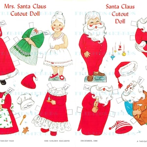 Weihnachtsmann & MRS. CLAUS Vintage Druckbare Weihnachten Papier Puppe Instant Digital Download 1 jpg 600 dpi