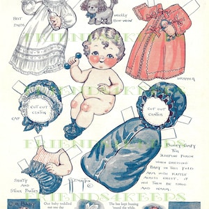 Dolly Dingle’s Baby NEPHEW Vintage Paper Doll Digital Télécharger 2 jpgs 300 - 600 dpi Grace G. Drayton, Pictorial Review Magazine Juin 1927
