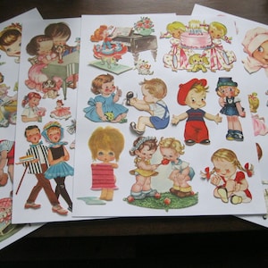 INSTANT DOWNLOAD--4 Collage Sheets--40 süße Bilder von KINDERN Jungen und Mädchen---4 jpg Dateien 600 dpi--Print Full-Size auf 8 1/2" x 11" Papier