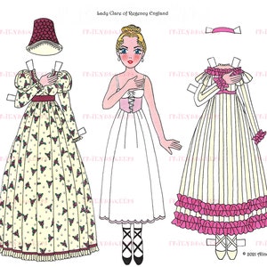 Imprimible LADY CLARE of Regency England Paper Doll Instant Digital Download 1 jpg 600 dpi por Alina Kolluri--Print on 8.5" x 11" Paper