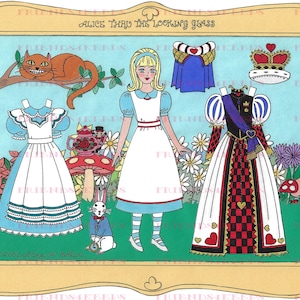 Imprimable ALICE in WONDERLAND Paper Doll Clip Art par l’artiste Alina Kolluri Instant Digital Download 1 jpg 600 dpi--Print on 8.5"x 11 » Paper