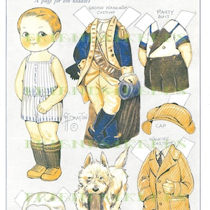 Dolly Dingle ANNIVERSAIRE de GEORGE WASHINGTON vintage Paper Doll Téléchargement numérique 2 jpg 300 & 600 dpi Grace G. Drayton, Revue picturale 1931