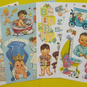 INSTANT DOWNLOAD--4 Baby Boy Printable Collage Sheets--45+ Images of Babies, Animals, Toys & More--4 jpgs 600 dpi--Print 8 1/2" x 11"
