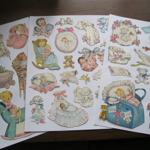 TÉLÉCHARGEMENT IMMÉDIAT-3 feuilles de collage--35+ belles images de bébés, bébés animaux, jouets, articles d'ameublement--3 fichiers jpg 600 dpi--impression 8 1/2"x 11"