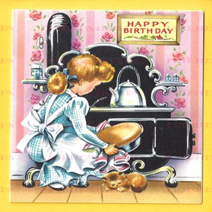 3 jpg Dateien 600 dpi INSTANT DOWNLOAD Vintage Lady Backen Kuchen Geburtstag Altmodische Grußkarte