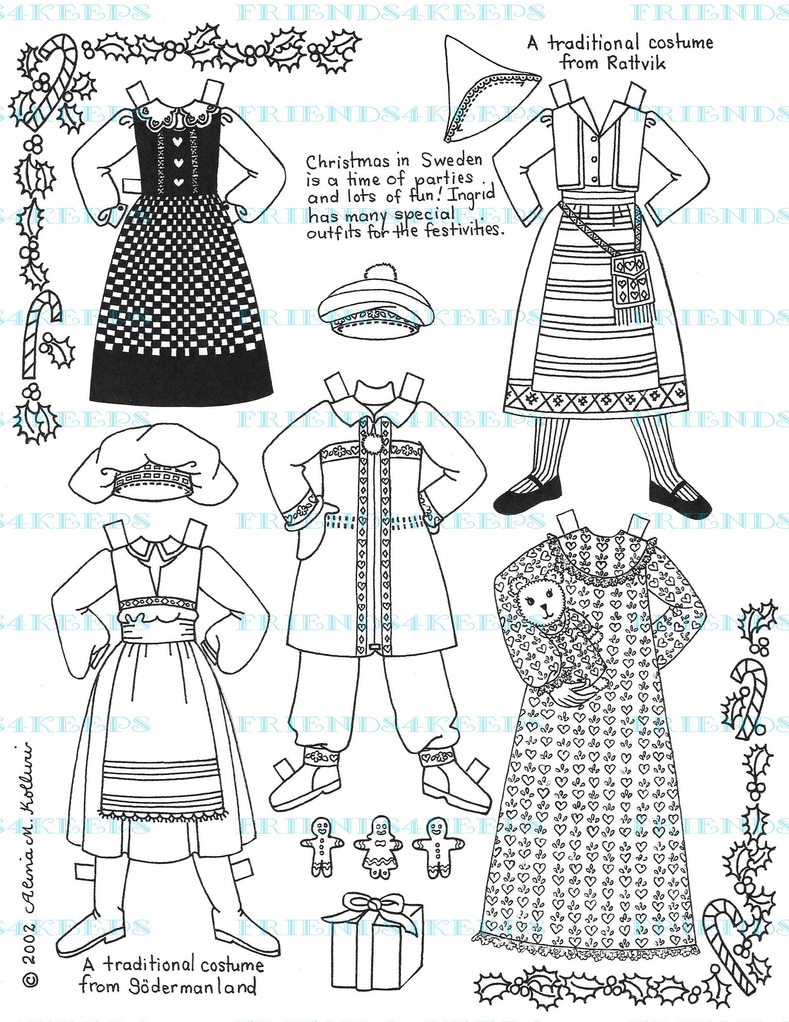 CHRISTMAS in SWEDEN St. LUCIA Printable Paper Doll Coloring | Etsy