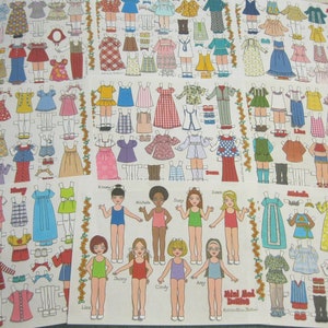 Printable &quot;Mini Mod Dollies&quot; 9-Page PDF Digital Paper Dolls by Alina Kolluri--8 Multi-Ethnic Dolls, 100+ Outfits to Cut Out!