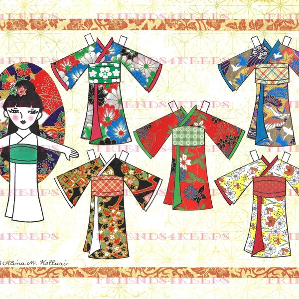 Japanese Paper Dolls Etsy