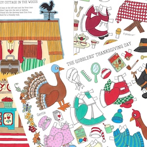 Poupées en papier numérique TURQUIE imprimables de 3 pages pour Thanksgiving par Alina Kolluri 3 jpg 600 dpi Téléchargement instantané - Imprimer 8,5 « x 11 »