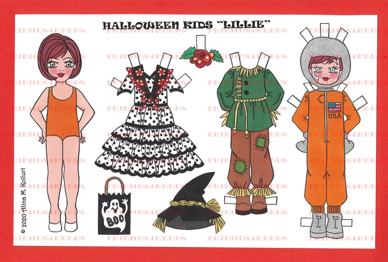 Printable HALLOWEEN Paper Doll lillie W/7 Costumes - Etsy