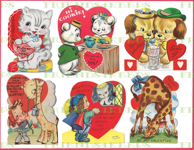 18 Printable Vintage Children's VALENTINE'S DAY CARDS - Etsy