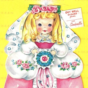 2-sided CINDERELLA Märchen Märchenbuch Prinzessin Braut Vintage Grußkarte Digital Download 2 jpg Dateien 600 dpi