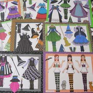Bonecas de papel HALLOWEEN para impressão - versão digital para download de "Pretty Little Witches" de Alina Kolluri - um arquivo PDF de 10 páginas 300 dpi