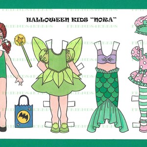 Printable HALLOWEEN Paper Doll nora W/ 7 Costumes - Etsy