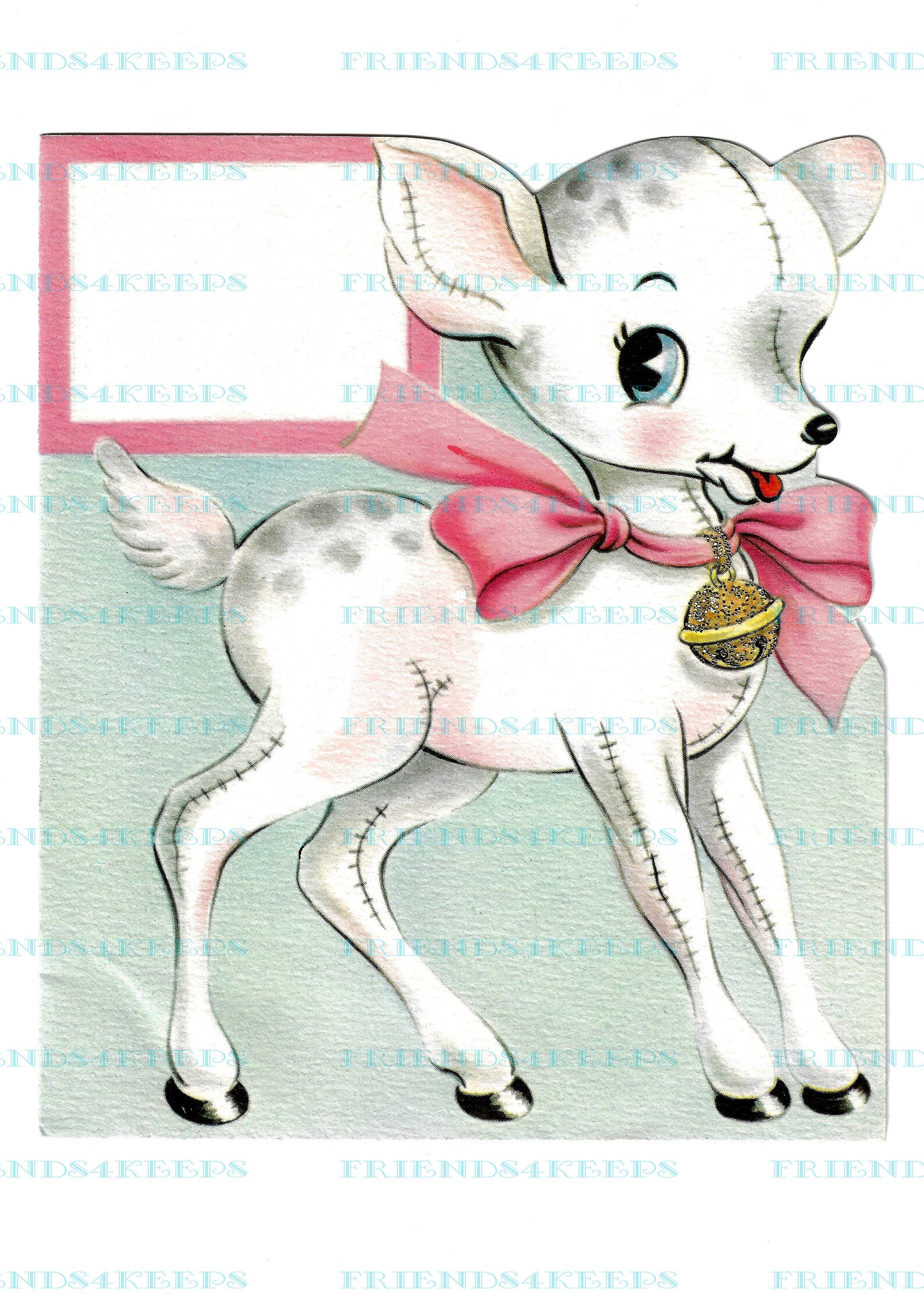 Printable Vintage WHITE FAWN / DEER Greeting Card Image Digital ...