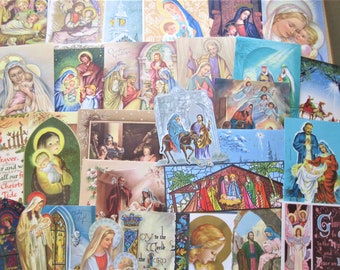 INSTANT DOWNLOAD 40+ Printable Vintage RELIGIOUS Christmas Card Images 5 jpg files 600 dpi--Holy Family, Madonna & Child, Wise Men, Angels +