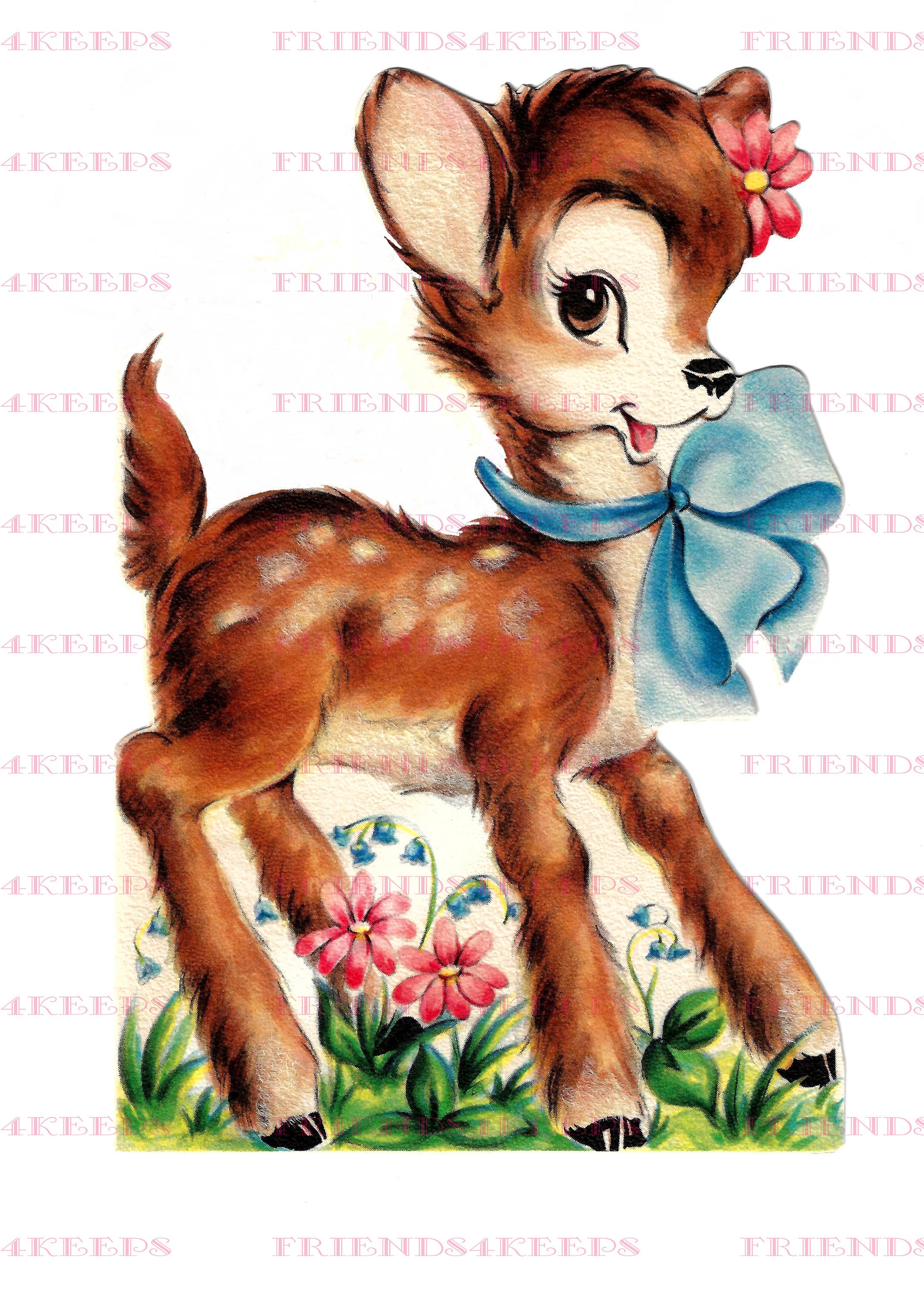 Vintage FAWN / DEER / BAMBI Printable Greeting Card Image Digital ...