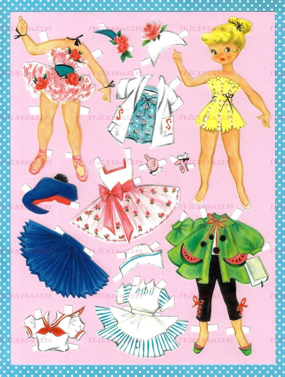 Printable VINTAGE ADAPTATION of 1950s Paper Doll Instant | Etsy