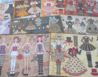 Printable "STEAMPUNK LOLITA 1" Digital Download Victorian-Style Paper Dolls by Alina Kolluri--10-Pg PDF, 300 dpi--Print on 8.5" x 11" Paper