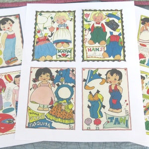 DESCARGA INSTANTE 12 Vintage Paper Dolls Children's Playmate Magazine--3 archivos jpg 300 dpi--Impresión instantánea en 8 1/2" x 11"--Trajes del mundo