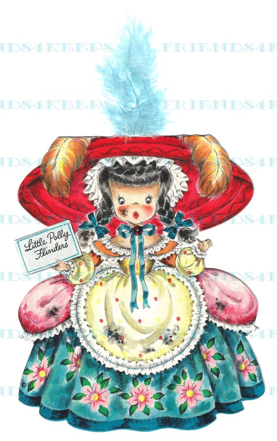 POLLY FLINDERS Vintage Mother Goose Nursery Rhyme Front-n-back