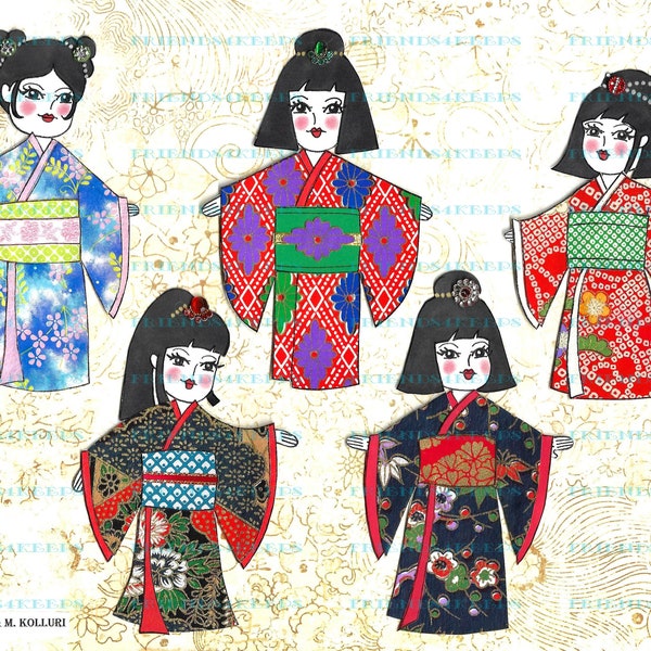 Japanese Paper Dolls Etsy
