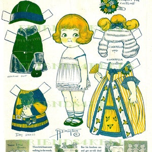 CINDERELLA Dolly Dingle Märchen Vintage Papier Puppe Digital Download 300 & 600 dpi Grace G. Drayton, Pictorial Review Magazin März 1927