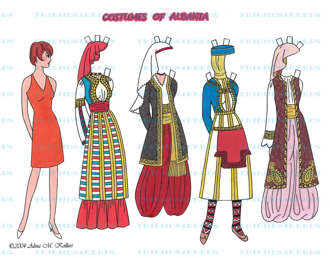 Printable ALBANIAN FOLK COSTUMES Digital Paper Doll by Artist Alina ...