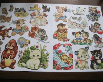 INSTANT DOWNLOAD--Two 8 1/2&quot; x 11&quot; Collage Sheets--25+ CUTE Images of Cats, Dogs, Kittens and Puppies--2 jpg files 300 dpi and 2 jpg 600 dpi