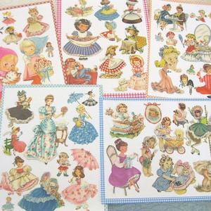 INSTANT DOWNLOAD--5 Druckbare Collage Sheets---45+ Schöne Vintage Bilder von Mädchen und Damen---5 jpg Dateien 600 dpi--Print 8 1/2" x 11"