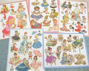 INSTANT DOWNLOAD--5 Printable Collage Sheets--45+ Lovely Vintage Images of Girls and Ladies--5 jpg files 600 dpi--Print 8 1/2&quot; x 11&quot;