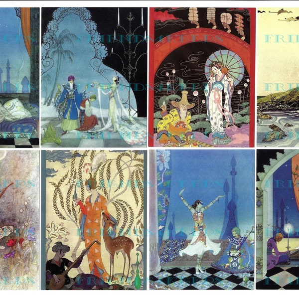 24 Téléchargements numériques instantanés printables antiques FAIRY TALE et FANTASY - 3 fichiers jpg 300 dpi - Artistes Kay Nielsen, DuLac, Barbier et plus