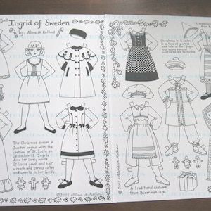Printable CHRISTMAS in SWEDEN St. LUCIA Paper Doll Coloring Pages Instant Digital Download 1 jpg 300 dpi by Artist Alina Kolluri
