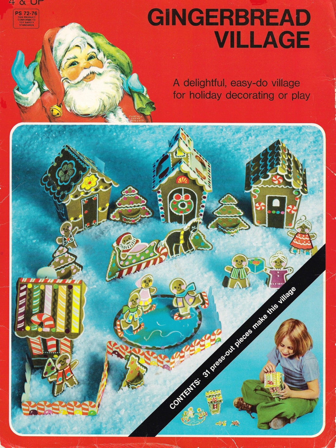 Printable GINGERBREAD VILLAGE Vintage Christmas Village to Print and ...