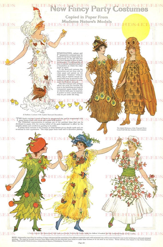 Printable FANCY DRESS COSTUMES From Nature Vintage Paper Doll  Stand-ups--instant Digital Download 2 Jpg 300 & 600 Dpi--ladies' Home  Journal - Etsy